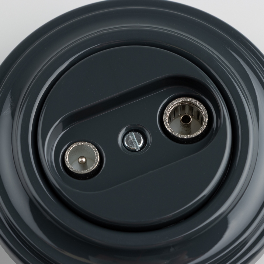 Kliklap - Prise terminale TV+R rétro (passante) avec cadre anthracite