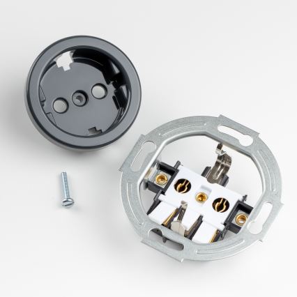Kliklap - Prise triple rétro domestique avec cadre SCHUKO 230 V, anthracite
