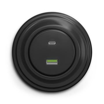 Kliklap - Prise USB rétro A+C avec cadre anthracite