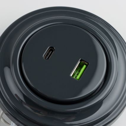 Kliklap - Prise USB rétro A+C avec cadre anthracite
