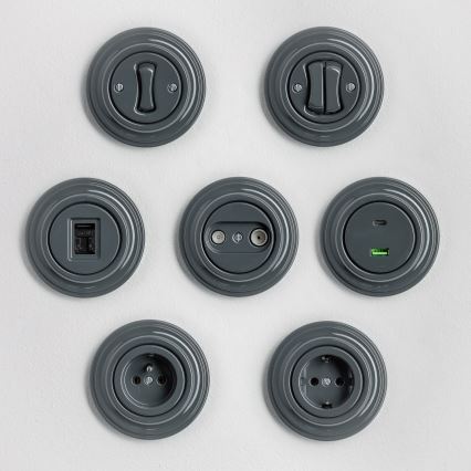 Kliklap - Prise USB rétro A+C avec cadre anthracite