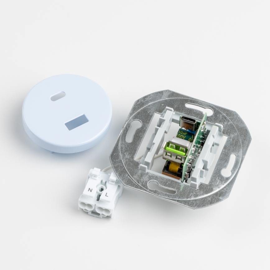 Kliklap - Prise USB rétro A+C avec cadre bleu