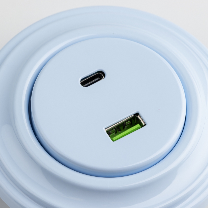 Kliklap - Prise USB rétro A+C avec cadre bleu
