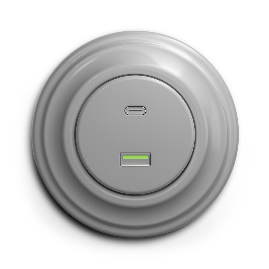 Kliklap - Prise USB rétro A+C avec cadre gris