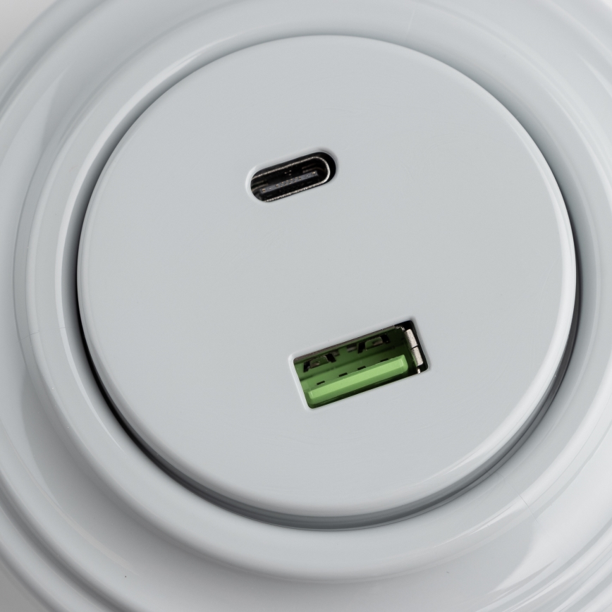 Kliklap - Prise USB rétro A+C avec cadre gris