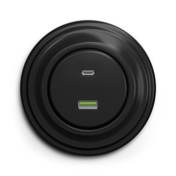 Kliklap - Prise USB rétro A+C avec cadre noir