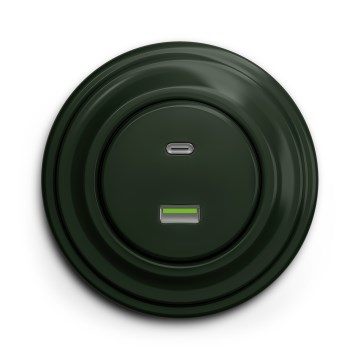 Kliklap - Prise USB rétro A+C avec plaque verte