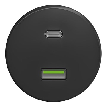 Kliklap - Prise USB rétro A+C sans cadre anthracite