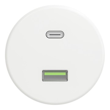 Kliklap - Prise USB rétro A+C sans cadre, blanc neige