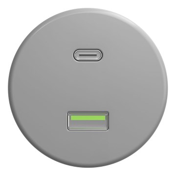 Kliklap - Prise USB rétro A+C sans cadre gris