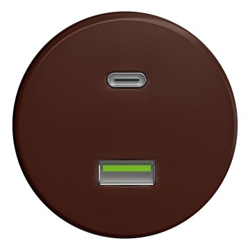 Kliklap - Prise USB rétro A+C sans cadre marron