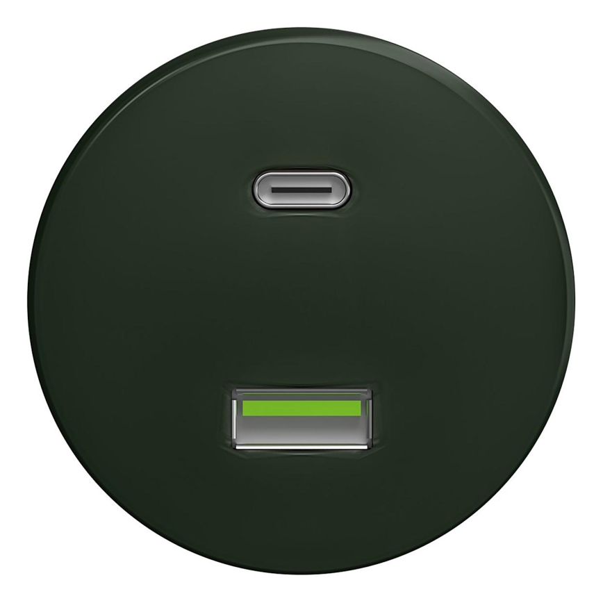 Kliklap - Prise USB rétro A+C sans cadre vert