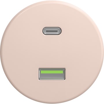 Kliklap - Prise USB rétro Type A + Type C sans cadre, vieux rose