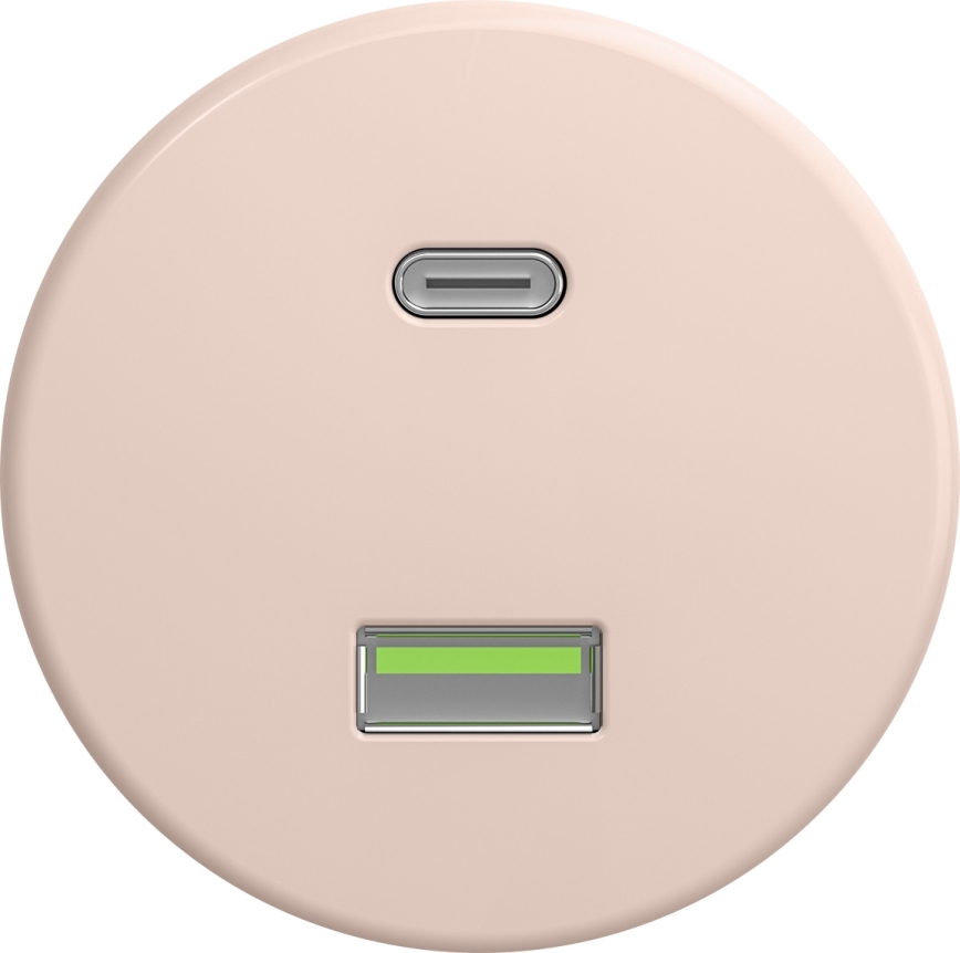 Kliklap - Prise USB rétro Type A + Type C sans cadre, vieux rose