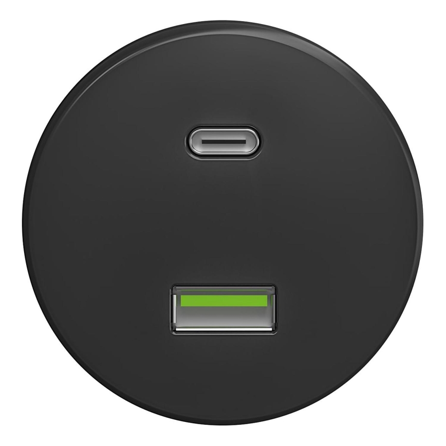 Kliklap - Prise USB vintage A+C sans cadre anthracite