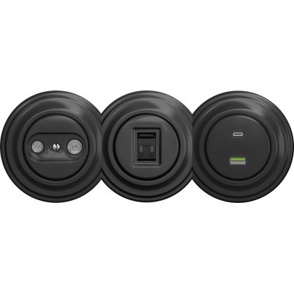 Kliklap - Prise USB vintage A+C sans cadre anthracite