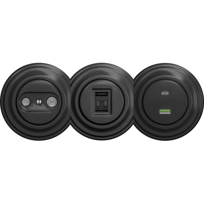Kliklap - Prise USB vintage A+C sans cadre anthracite