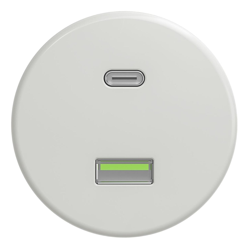 Kliklap - Prise USB vintage A+C sans cadre blanc