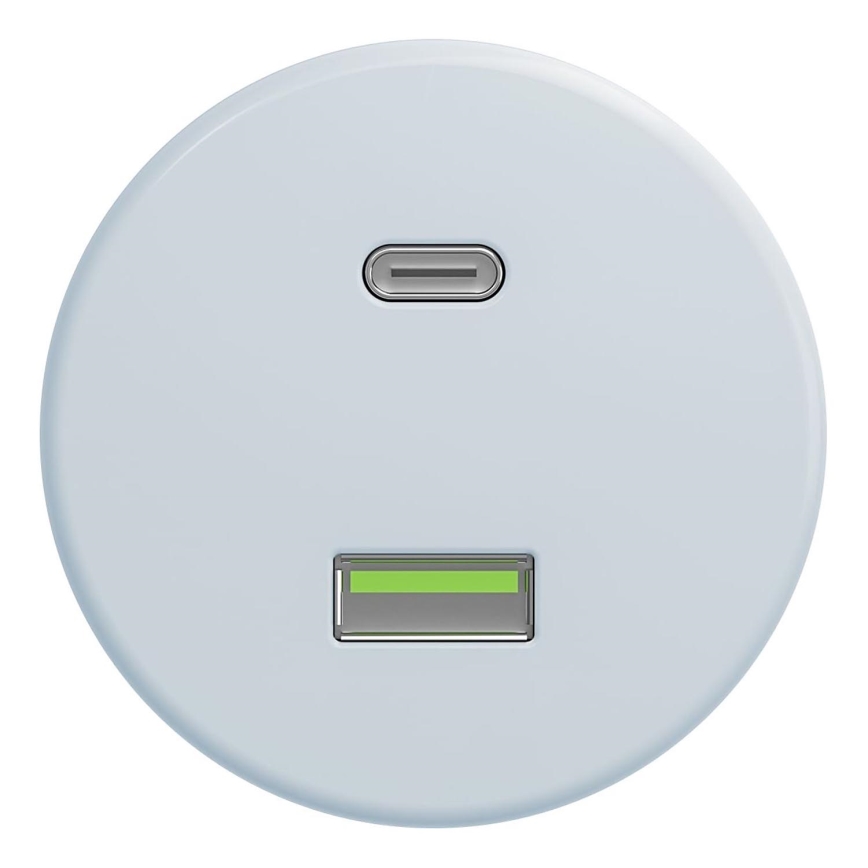 Kliklap - Prise USB vintage A+C sans cadre bleu