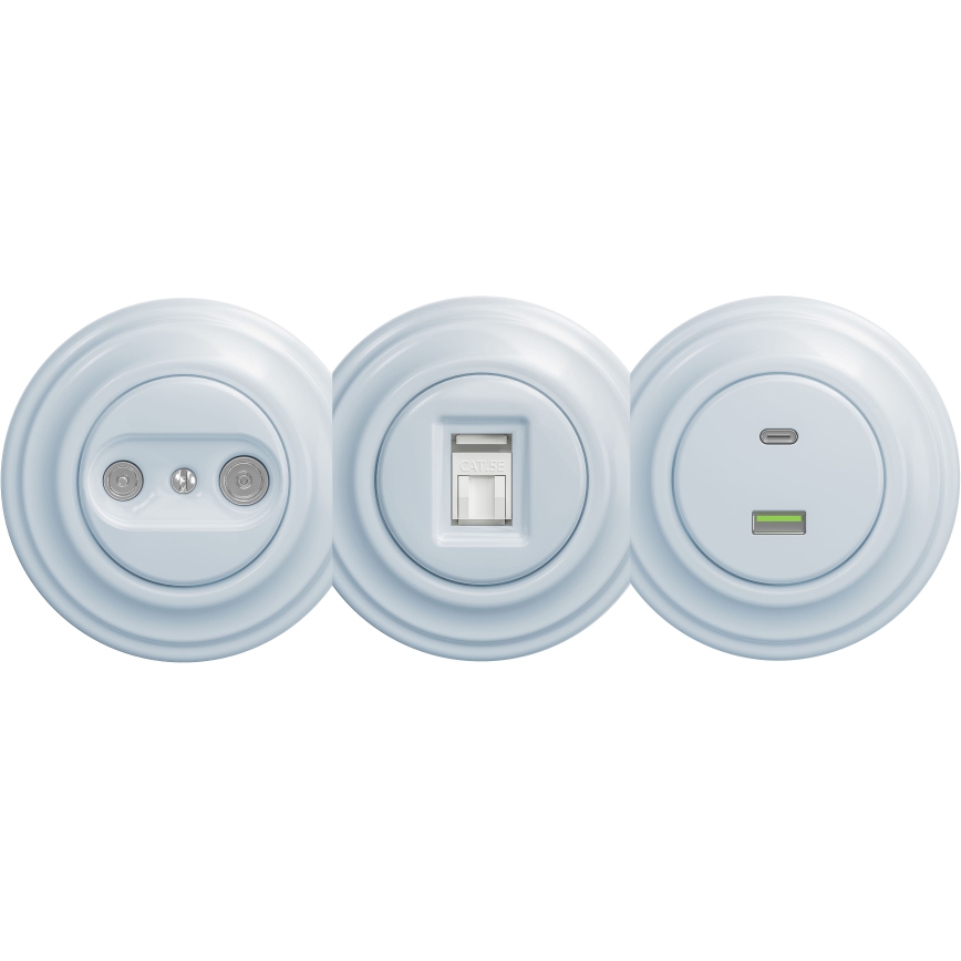 Kliklap - Prise USB vintage A+C sans cadre bleu