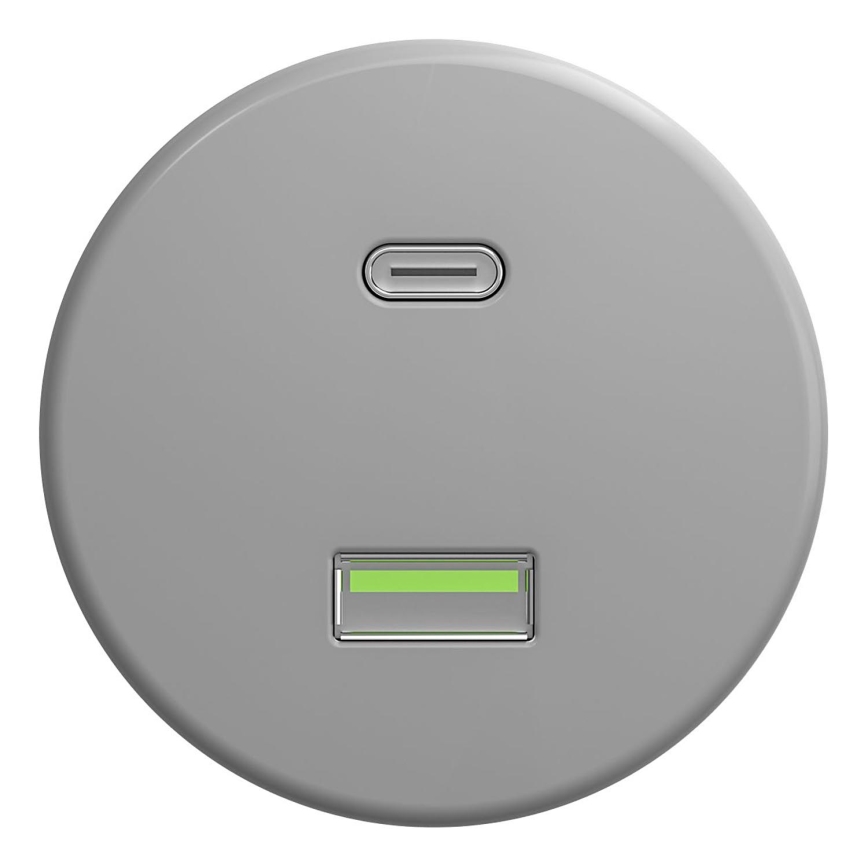 Kliklap - Prise USB vintage A+C sans cadre gris