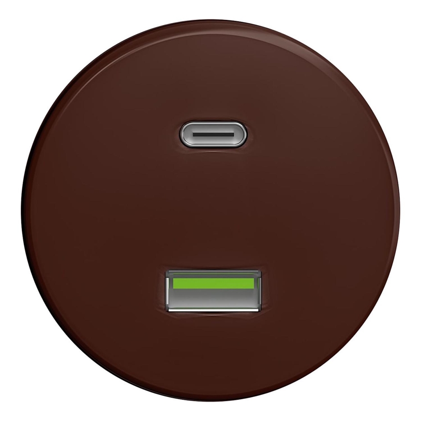 Kliklap - Prise USB vintage A+C sans cadre marron