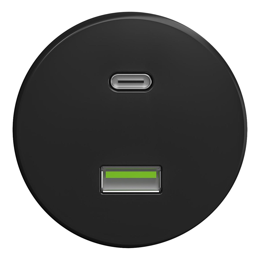 Kliklap - Prise USB vintage A+C sans cadre noir