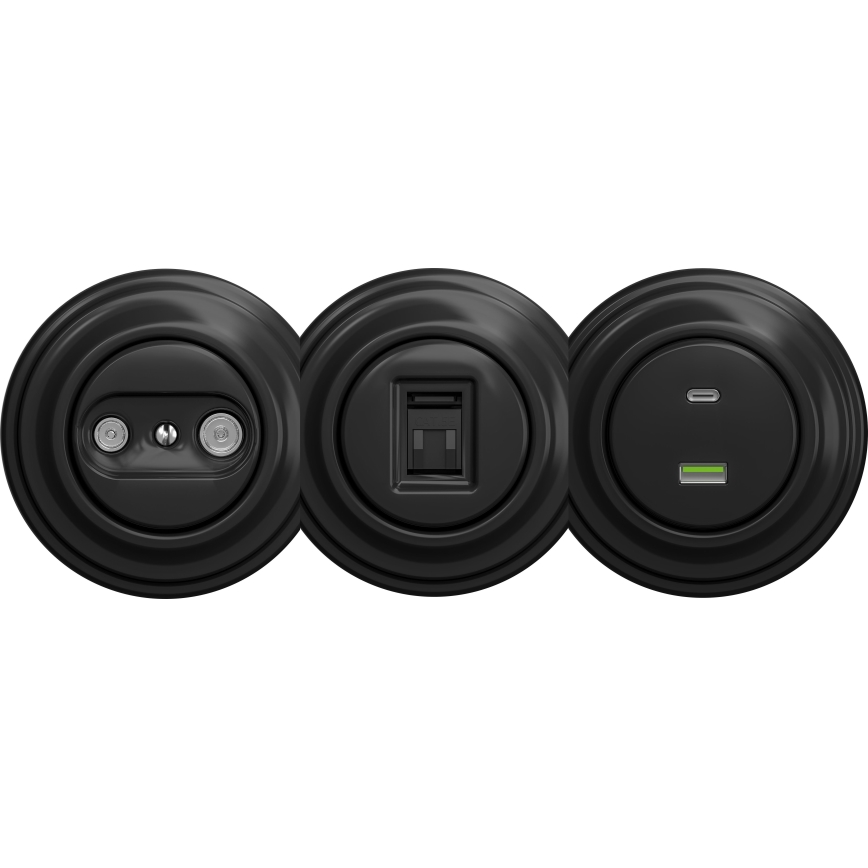 Kliklap - Prise USB vintage A+C sans cadre noir