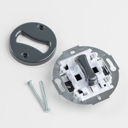 Kliklap - Interrupteur unipolaire rétro n° 1 et prise SCHUKO 230 V avec plaque anthracite