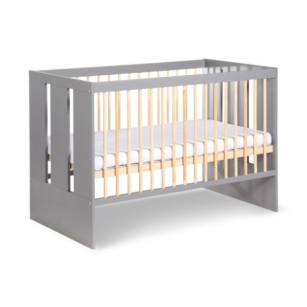 KLUPŚ - Lit bébé PAULINE 120x60 cm pin/gris
