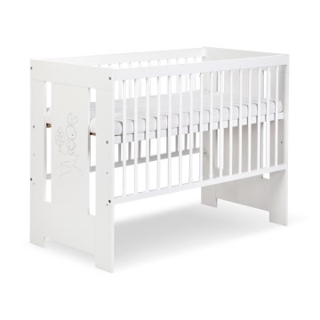 KLUPŚ - Lit bébé SAFARI 120 x 60 cm motif lapin pin/blanc