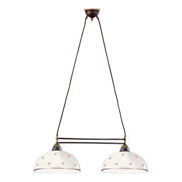 Kolarz 731.82.171 - Suspension sur câble NONNA 2xE27/75W/230V, motif floral, finition or rose
