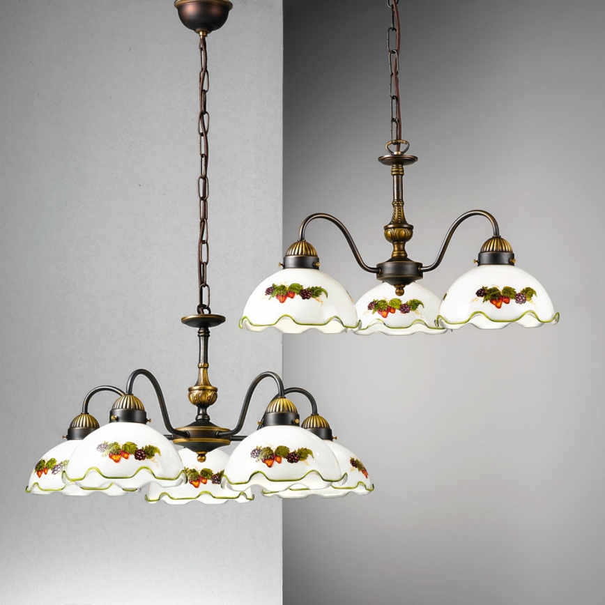 Kolarz 731.83.113 - Suspension sur chaîne NONNA 3xE27/75W/230V bordeaux/fraise