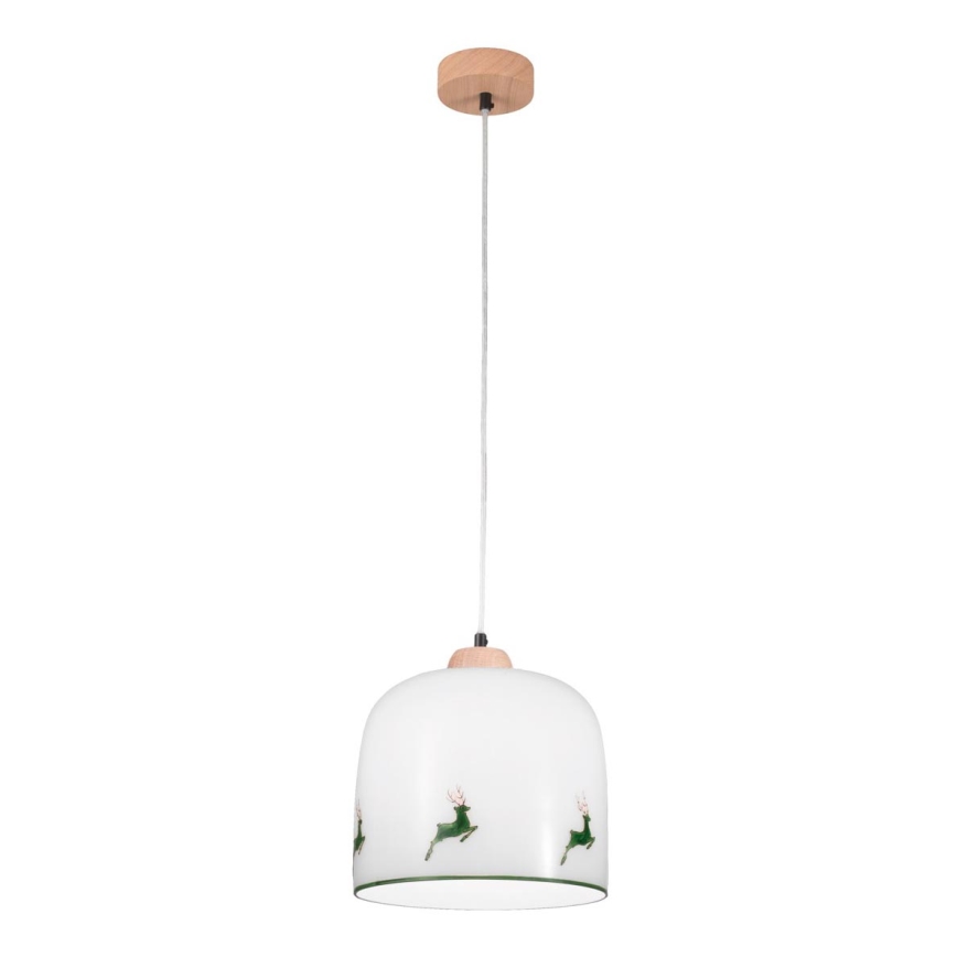 Kolarz A1352.31.G.100 - Suspension filaire NONNA 1xE27/60W/230V cerf chêne/blanc/vert