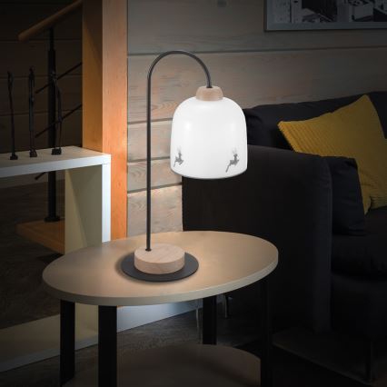 Kolarz A1352.71.Gr.100 - Lampe de table NONNA 1xE27/60W/230V cerf chêne/blanc/gris