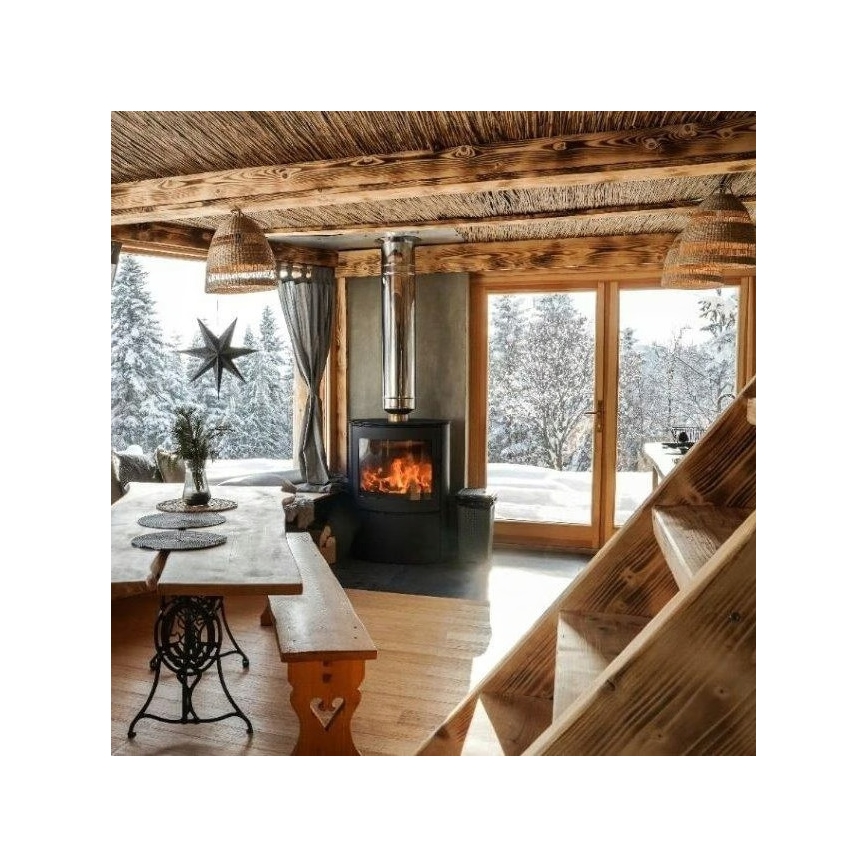 Kratki - Cheminée en acier avec fermeture de porte automatique 10kW 150 mm noir