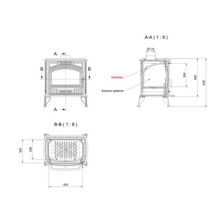 Kratki - Cheminée en fonte 8kW 130mm