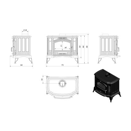 Kratki - Cheminée en fonte 10kW 150mm