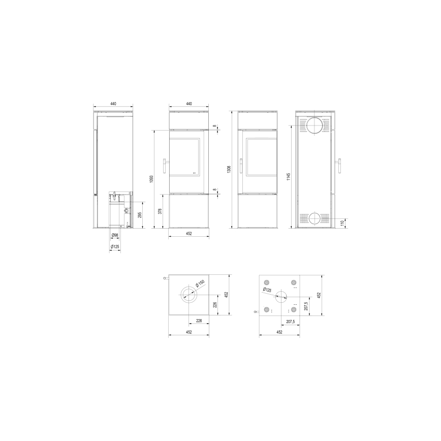 Kratki - Cheminée en acier 8kW 150mm