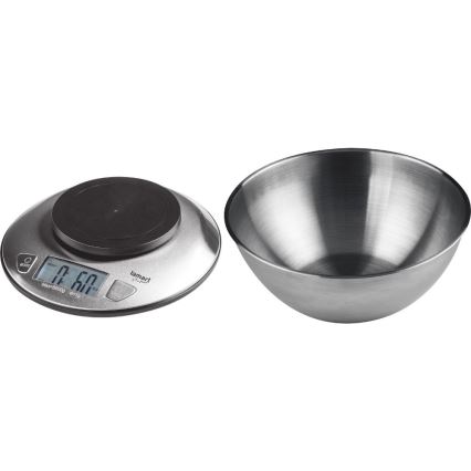 Lamart - Balance de cuisine numérique avec écran LCD et bol, 2xAAA, inox