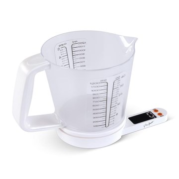 Lamart - Balance de cuisine numérique avec verre doseur, 2x AAA, blanche
