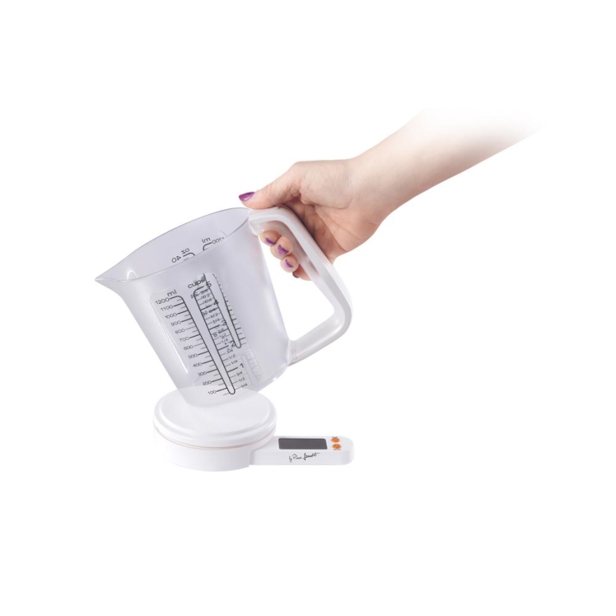 Lamart - Balance de cuisine numérique avec verre doseur, 2x AAA, blanche