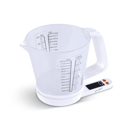Lamart - Balance de cuisine numérique avec verre doseur, 2x AAA, blanche