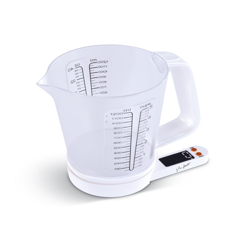 Lamart - Balance de cuisine numérique avec verre doseur, 2x AAA, blanche