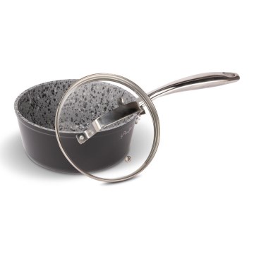 Lamart - Casserole effet granit avec couvercle 16 cm noir/gris/inox