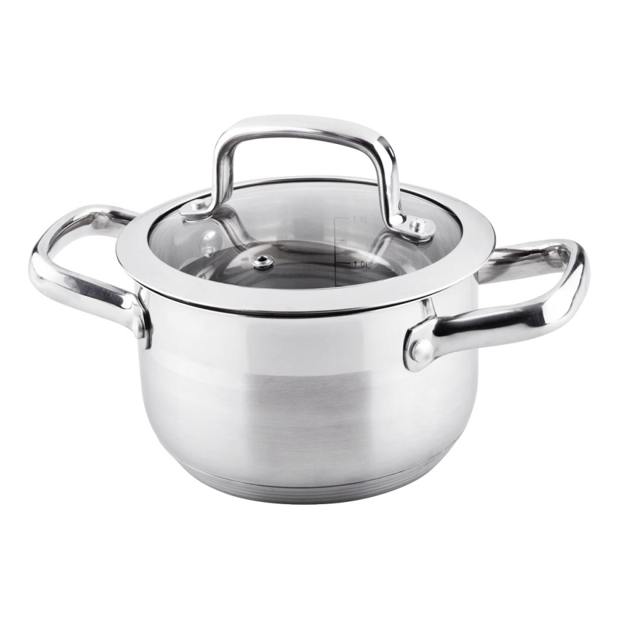 Lamart - Pot avec couvercle 16 cm en acier inoxydable