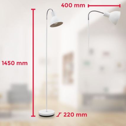 Lampadaire 1 ampoule E27, 25 W, 230 V, blanc