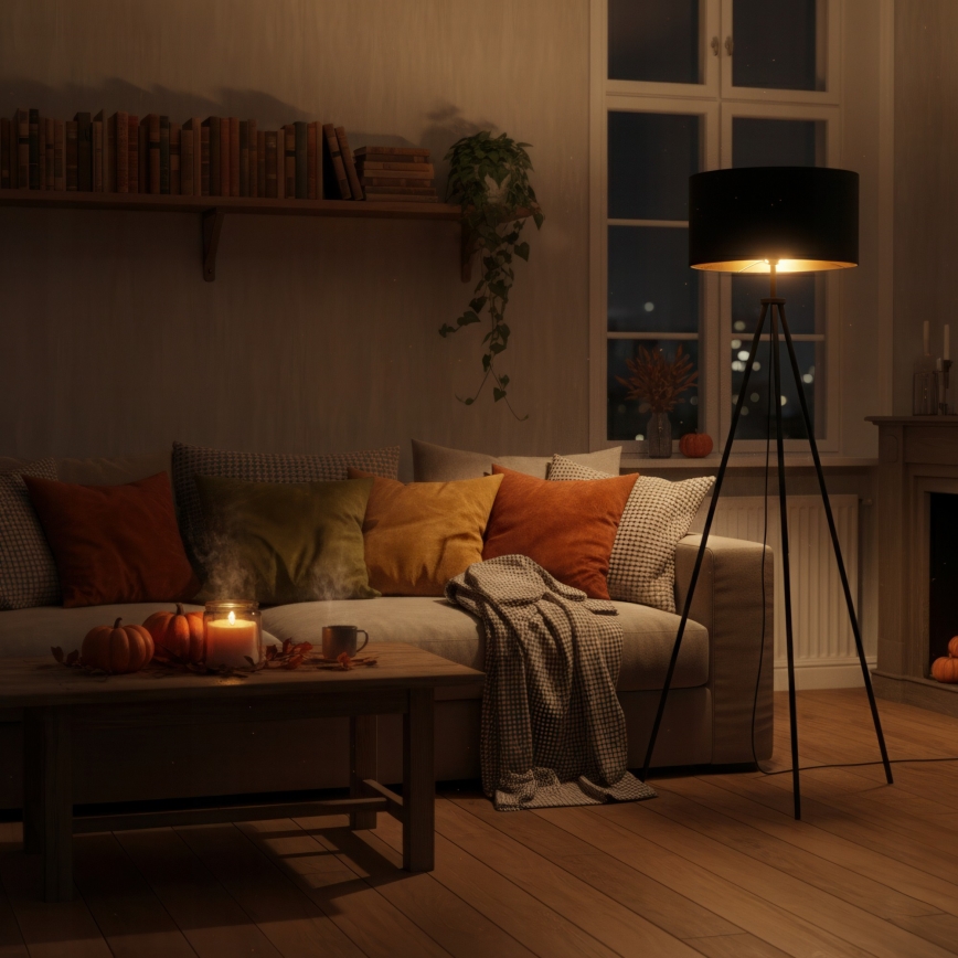 Lampadaire 1 x E27, 40 W, 230 V, noir