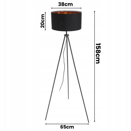 Lampadaire 1 x E27, 40 W, 230 V, noir