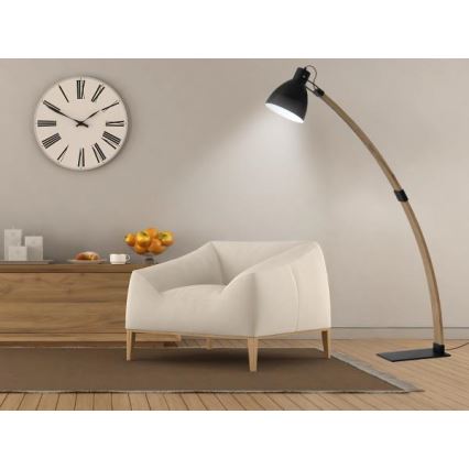 Lampadaire 1xE27/60W/230V frêne/noir